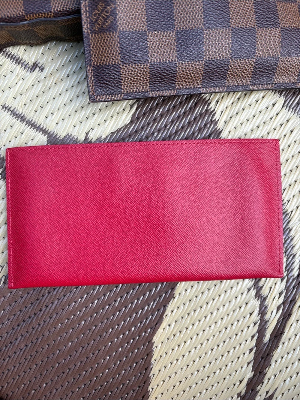 Louis Vuitton Brown Checkered Envelope Crossbody with Gold Chain
